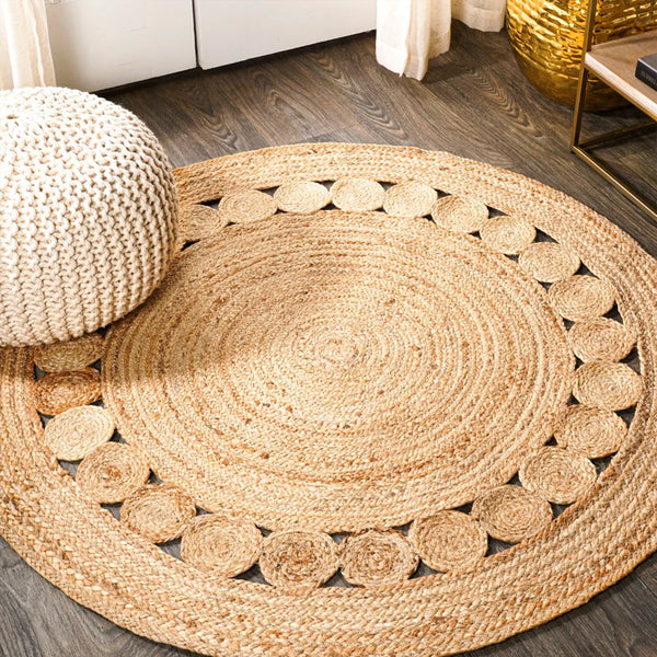 Trenly Handwoven Round Jute Area Rug - Eco-Friendly Natural Fiber