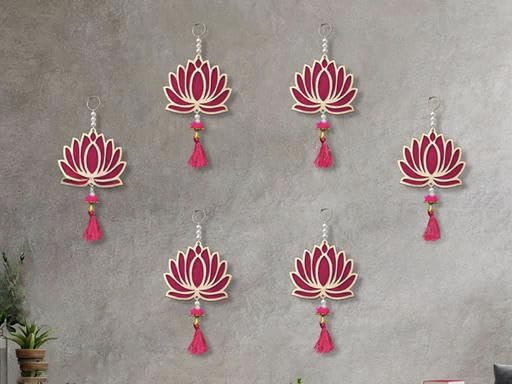 Blossom Harmony: Pink Lotus Jhumki Wall Décor Set – Handmade Elegance for Festivals & Home