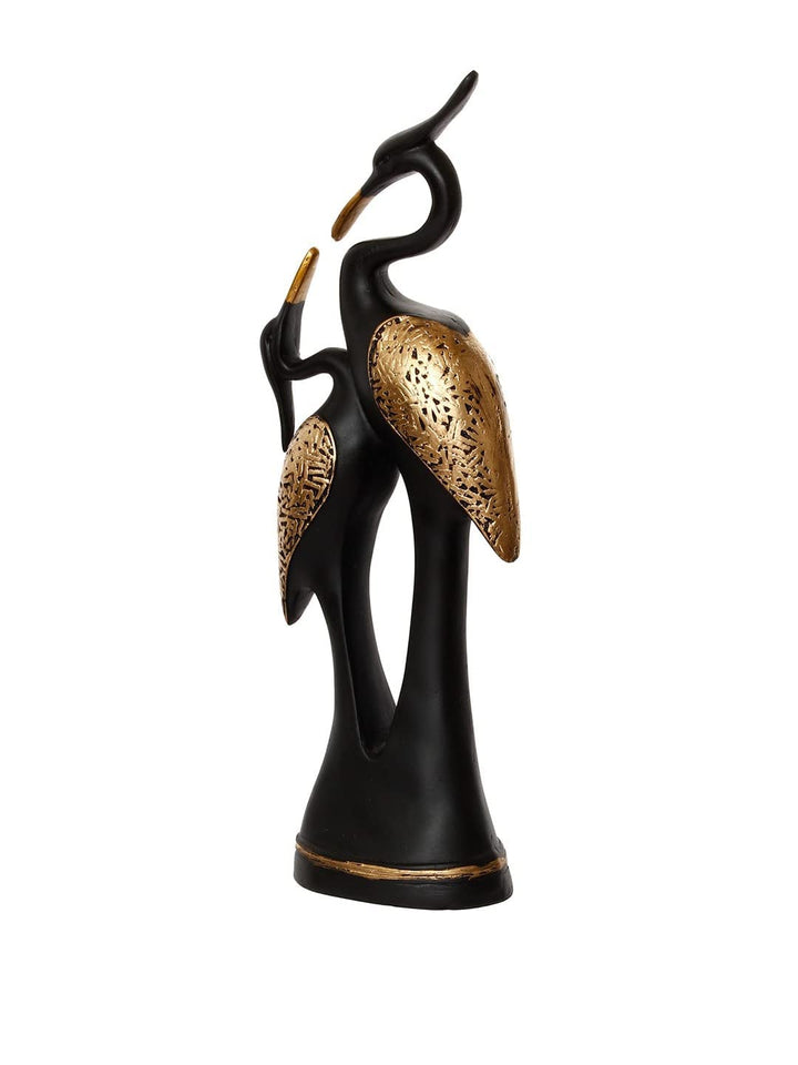 POPSY (चुंबन जोड़ी हंस Polyresin Good Luck Romantic Pair of Kissing Duck/Swan Pair Couple Set Perfect Decorative Showpiece for Home Decor Living Room Bedroom Table Top Decoration Items, Black