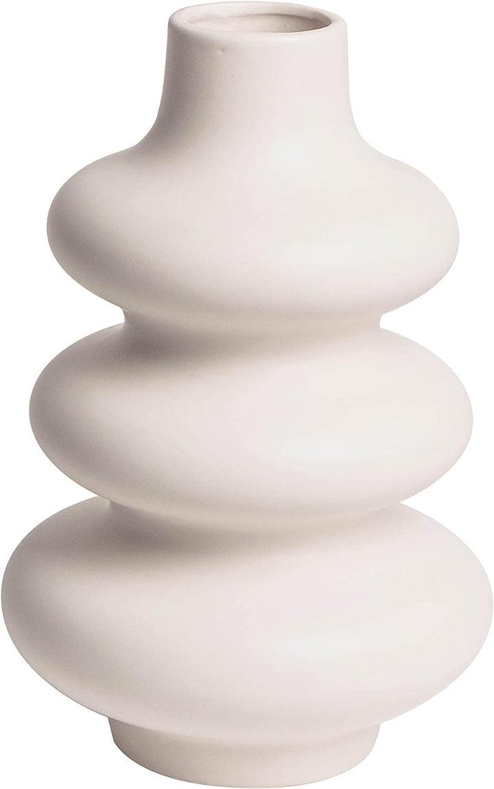 URBAN SENSE™ | Ceramic Wave Vase - Modern Designer Flower Vase for Home Decor - Unique Hollow Vase Design - Ideal Gift for Living Room, Bedroom, and Centerpiece (Cloud White)