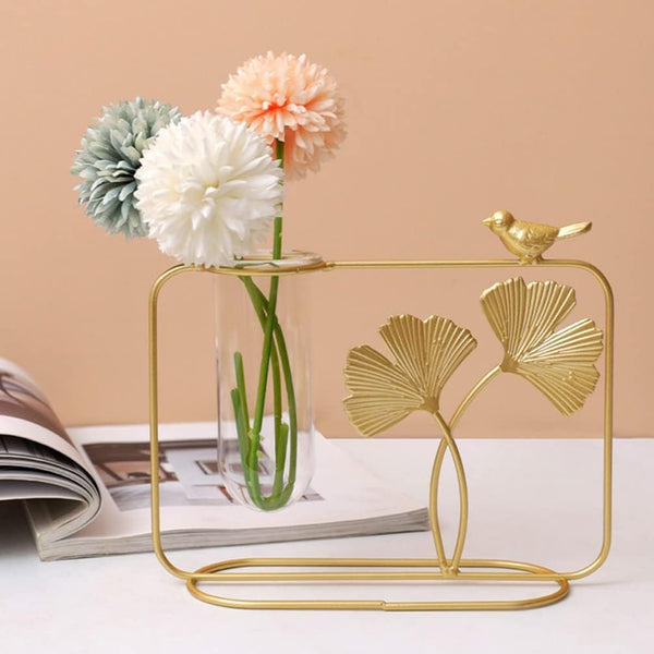 CraftVatika Flower Vase Decorative Items for Home, Gift Items for Home Decor,Propagation Station Test Tube Flower Vase with Metal Frame Test Tube Glass Item Bedroom Office Living Room Decoration