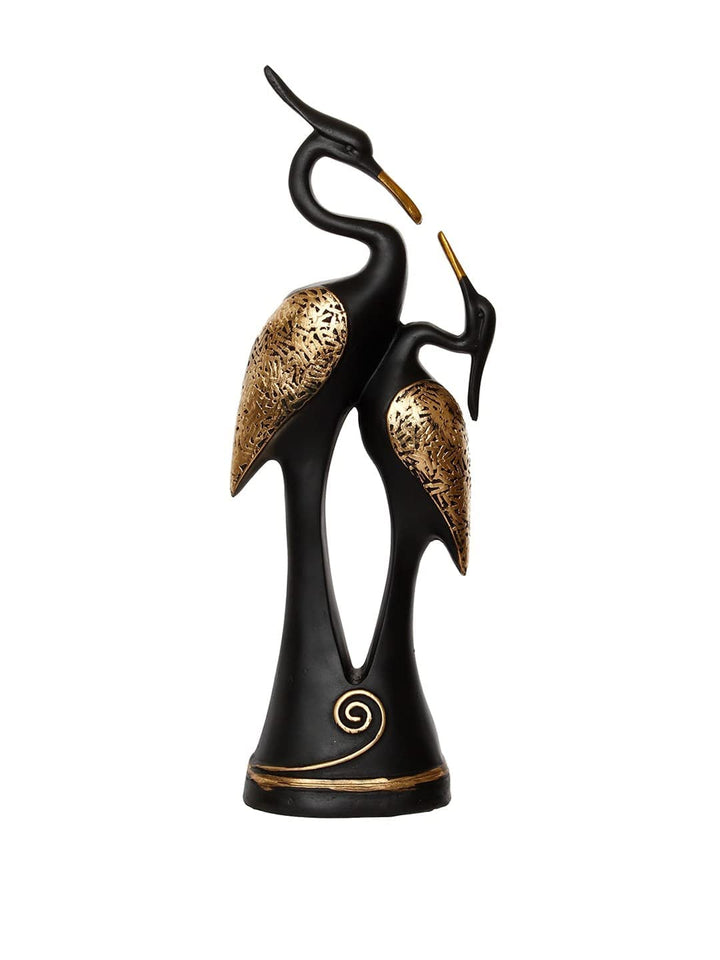 POPSY (चुंबन जोड़ी हंस Polyresin Good Luck Romantic Pair of Kissing Duck/Swan Pair Couple Set Perfect Decorative Showpiece for Home Decor Living Room Bedroom Table Top Decoration Items, Black