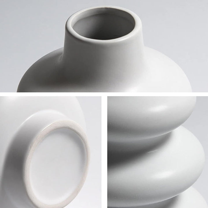 URBAN SENSE™ | Ceramic Wave Vase - Modern Designer Flower Vase for Home Decor - Unique Hollow Vase Design - Ideal Gift for Living Room, Bedroom, and Centerpiece (Cloud White)