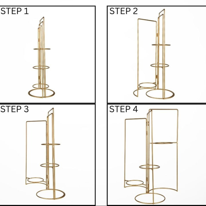 HOMSSY Folding Stand with 3 Pot, 52 cm Elegant and Durable Indoor/Outdoor Planters for Home and Garden Decor ( 47 )