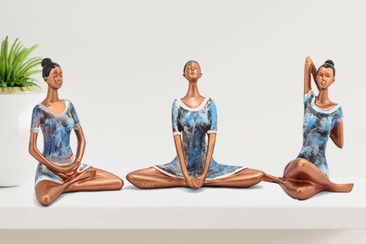 Kunti Craft Yoga Posture Lady Statue Poly Resin Figurine for Home Table Top Living Room Hall Bedroom Shelf Decoration Girl Sttaue for Home Decor Lady Statue for Home Decor Big Size, Multicolor