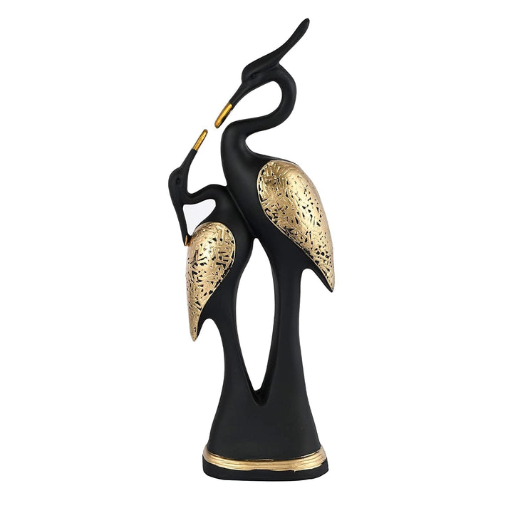 POPSY (चुंबन जोड़ी हंस Polyresin Good Luck Romantic Pair of Kissing Duck/Swan Pair Couple Set Perfect Decorative Showpiece for Home Decor Living Room Bedroom Table Top Decoration Items, Black