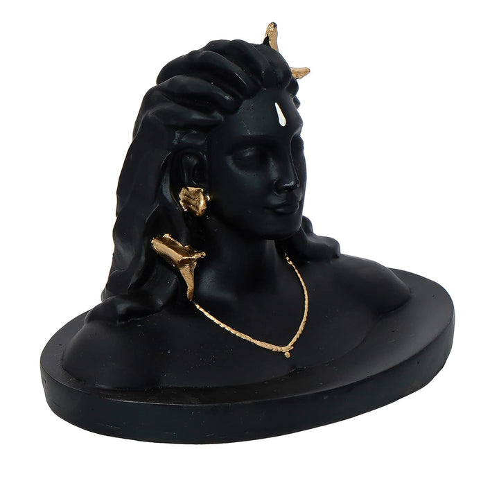 eCraftIndia Black Resin Adiyogi Shiva Statue for Car Dashboard| Adiyogi Statue for Home Decor Pooja Room Office| Mahadev Murti Lord Shiva Idol Gift for Diwali Maha Shivratri Housewarming Birthday