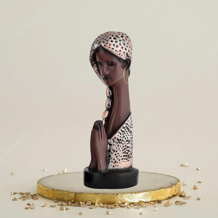 Xtore Graceful Resin Namaste Statue of a Girl |Elegant Spiritual Décor (Pack of 1, Golden & Silver)