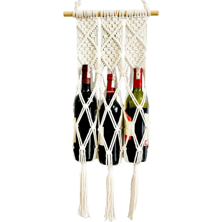Kaahira Handcrafted Cotton Macrame Water/Wine/Plant Bottle Holder/Hanger | Beautiful Gift for Wine Love | Eco-Friendly | Home Decor | Gifting