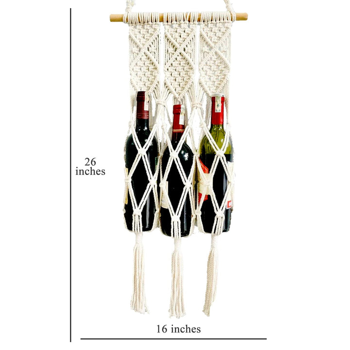 Kaahira Handcrafted Cotton Macrame Water/Wine/Plant Bottle Holder/Hanger | Beautiful Gift for Wine Love | Eco-Friendly | Home Decor | Gifting
