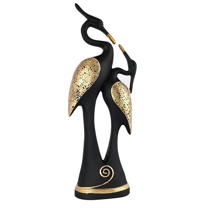 POPSY (चुंबन जोड़ी हंस Polyresin Good Luck Romantic Pair of Kissing Duck/Swan Pair Couple Set Perfect Decorative Showpiece for Home Decor Living Room Bedroom Table Top Decoration Items, Black