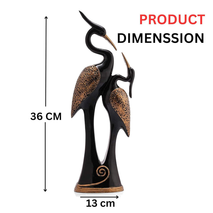 POPSY (चुंबन जोड़ी हंस Polyresin Good Luck Romantic Pair of Kissing Duck/Swan Pair Couple Set Perfect Decorative Showpiece for Home Decor Living Room Bedroom Table Top Decoration Items, Black