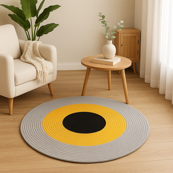 Sunburst Harmony: Hand-Braided Jute Rug