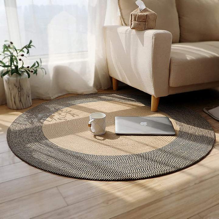 XZFDC Reversible Seagrass Back Carpet,Rustic Round Braided Rug,Natural Jute Area Rug Handwoven,Eco Friendly Floor Mat Office Chair Mat For Living Bedroom-Jute Diameter:45cm/18inch