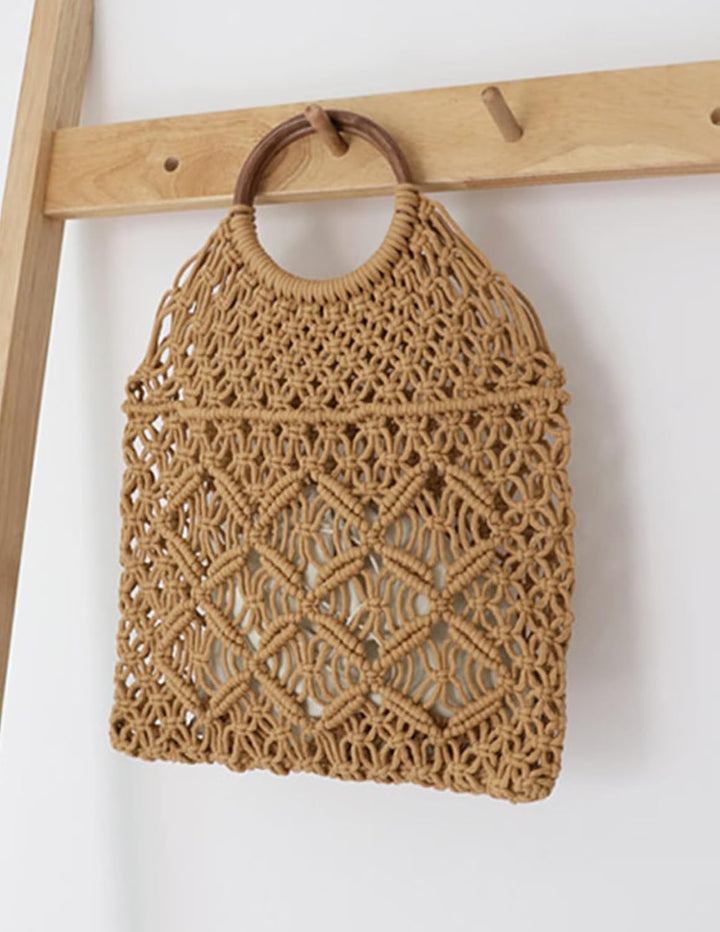 Hand-woven Handbag Elegant Woven Purse Top Handle Shoulder Bag For Women