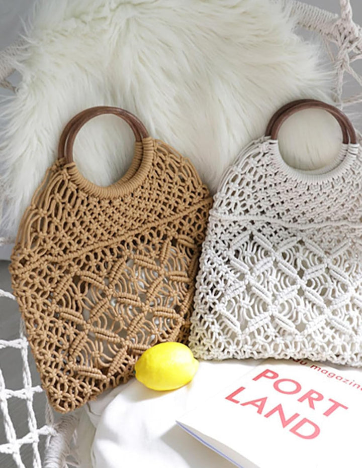 Hand-woven Handbag Elegant Woven Purse Top Handle Shoulder Bag For Women