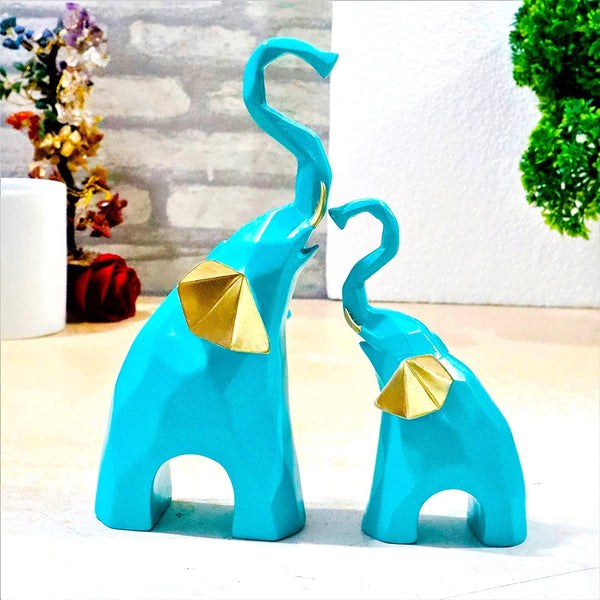 Jaipur ACE Polyresin Elephant Showpiece Statue and Artifacts for Home Decor, Living Room, Wall Decoration for Gifting, Interiors and Diwali Decoration (Blue Elephant)