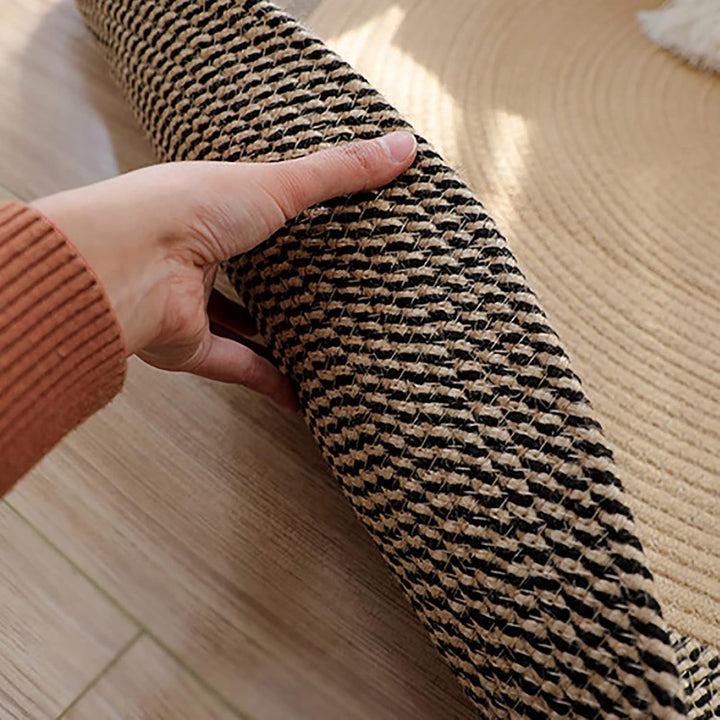 XZFDC Reversible Seagrass Back Carpet,Rustic Round Braided Rug,Natural Jute Area Rug Handwoven,Eco Friendly Floor Mat Office Chair Mat For Living Bedroom-Jute Diameter:45cm/18inch