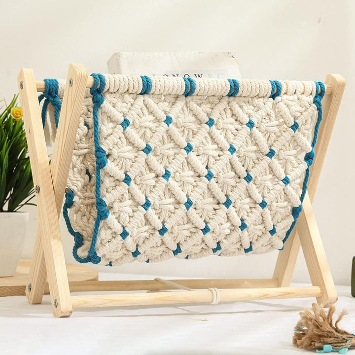Acfthepiey Étagère de rangement en corde tressée patchwork style bureau magazine photo étagère tendance simple couche