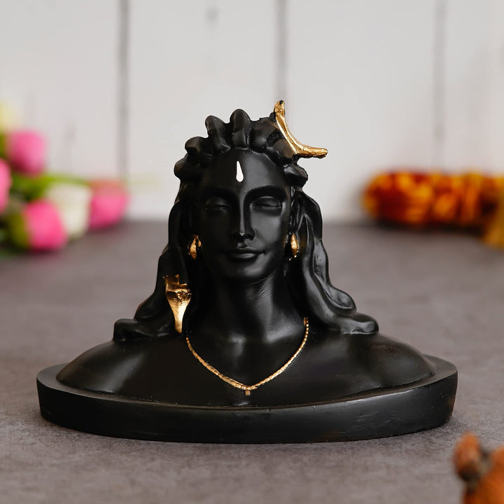 eCraftIndia Black Resin Adiyogi Shiva Statue for Car Dashboard| Adiyogi Statue for Home Decor Pooja Room Office| Mahadev Murti Lord Shiva Idol Gift for Diwali Maha Shivratri Housewarming Birthday