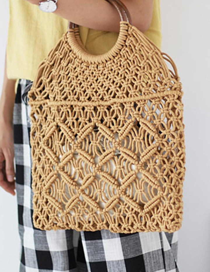 Hand-woven Handbag Elegant Woven Purse Top Handle Shoulder Bag For Women