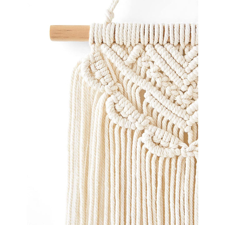 Kaahira 2 Pcs Macrame Wall Hanging Boho Wall Decor Home Chic Decoration Wall Pediments for Bedroom Living Room Office, Girls Gift, Small Size 13" L x 10" W and 16" L x 10" W