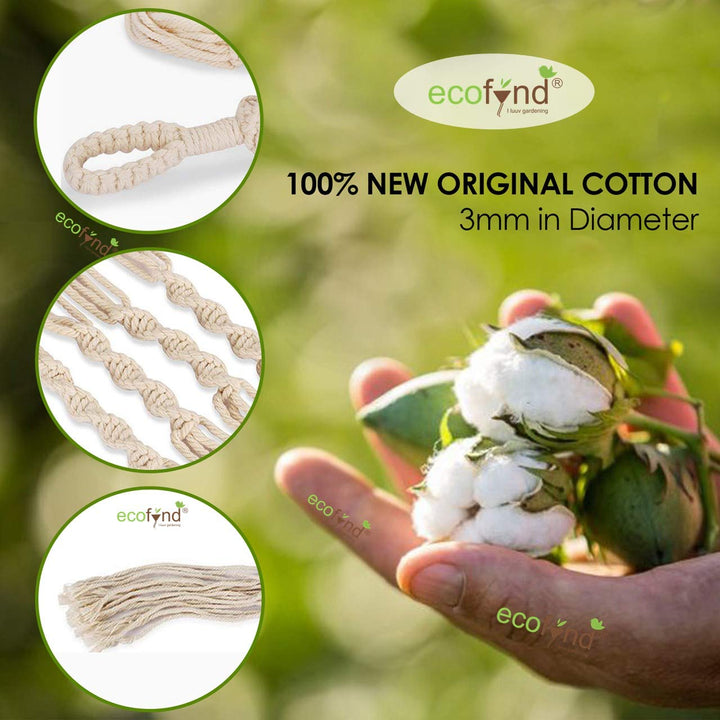 ecofynd Macrame Plant Hanger, Flower Pot Holder, Ivory, 39 inches, Pack of 3