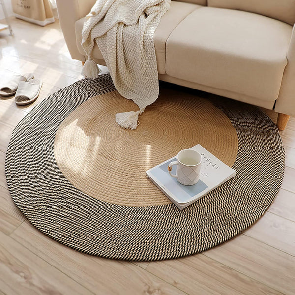 XZFDC Reversible Seagrass Back Carpet,Rustic Round Braided Rug,Natural Jute Area Rug Handwoven,Eco Friendly Floor Mat Office Chair Mat For Living Bedroom-Jute Diameter:45cm/18inch