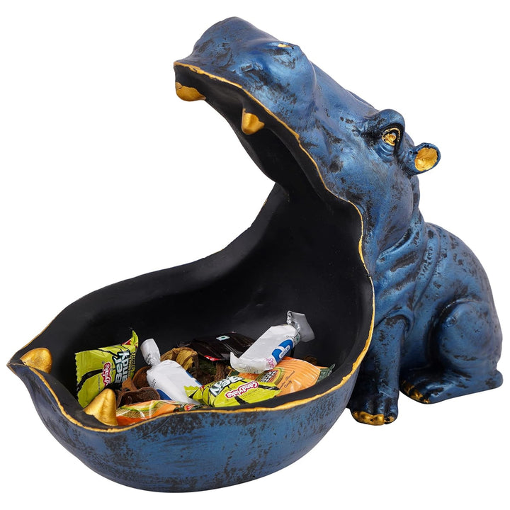 zart Angry Hippopotamus Mouth Open Face Sculpture Polyresin Showpiece for Home Decor or Best for Put Any Type Products E.g Mobile Phone, Watches, Key etc Multicolor, 10 x 9 cm