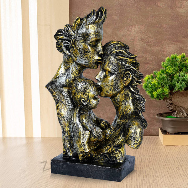 ZART Mother & Father with Child Love Statue showpiece for Home Decor & Gifting