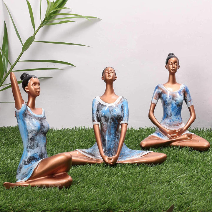 Kunti Craft Yoga Posture Lady Statue Poly Resin Figurine for Home Table Top Living Room Hall Bedroom Shelf Decoration Girl Sttaue for Home Decor Lady Statue for Home Decor Big Size, Multicolor