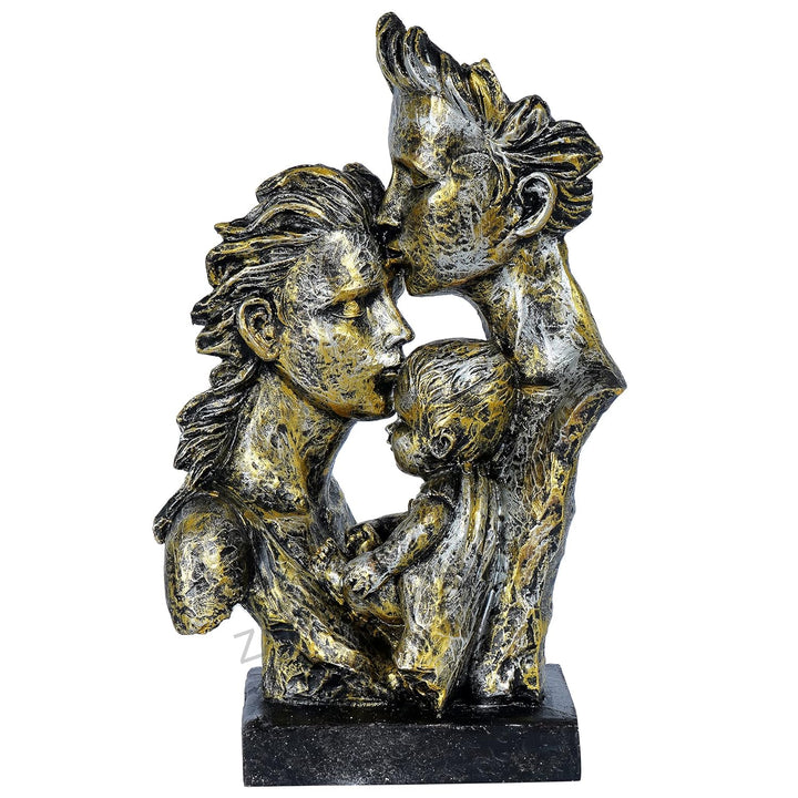 ZART Mother & Father with Child Love Statue showpiece for Home Decor & Gifting