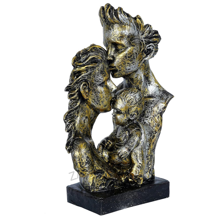ZART Mother & Father with Child Love Statue showpiece for Home Decor & Gifting