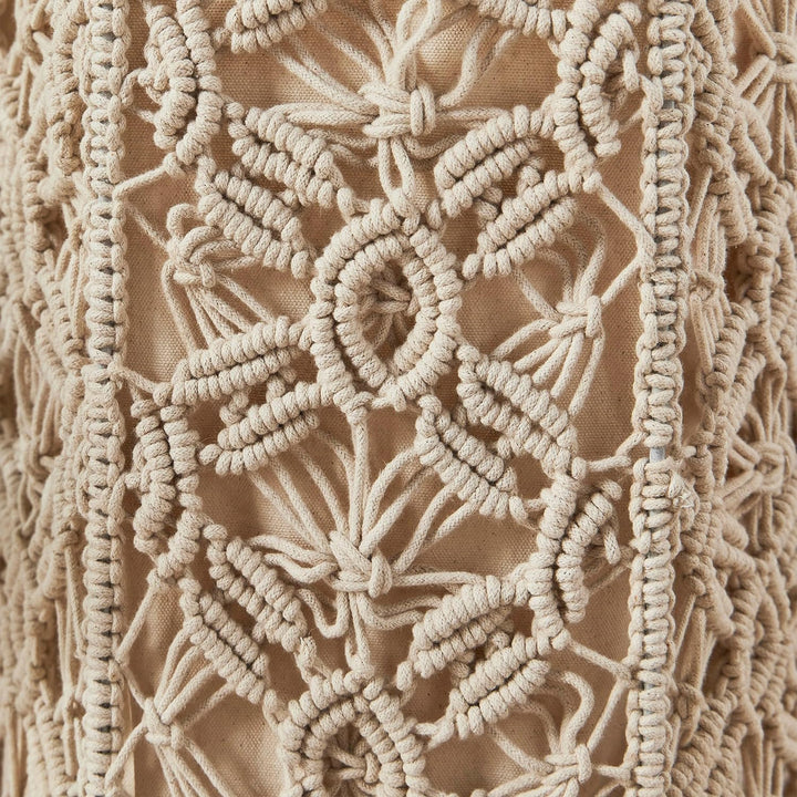 KAAHIRA Boho Decor Macrame Decorative Storage & Laundry Basket with Cotton Lining - Off White