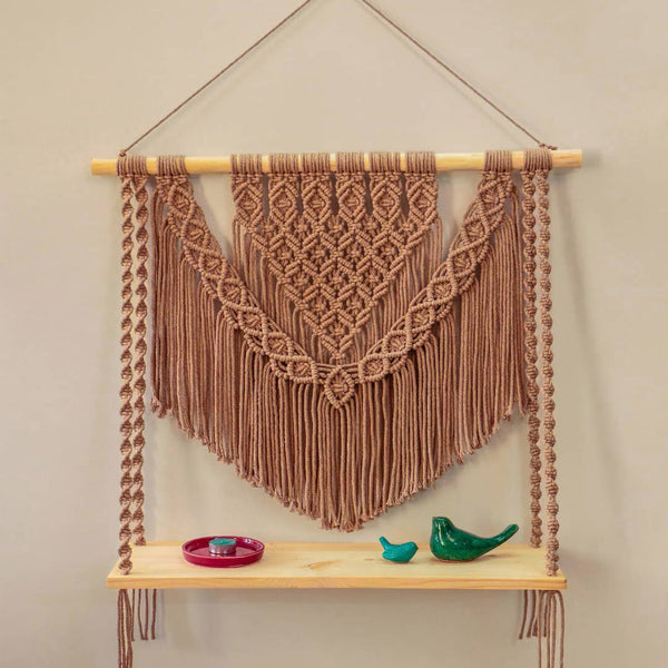 Handmade Macrame Wall Hanging Shelf - Boho Home Decor by Trenly