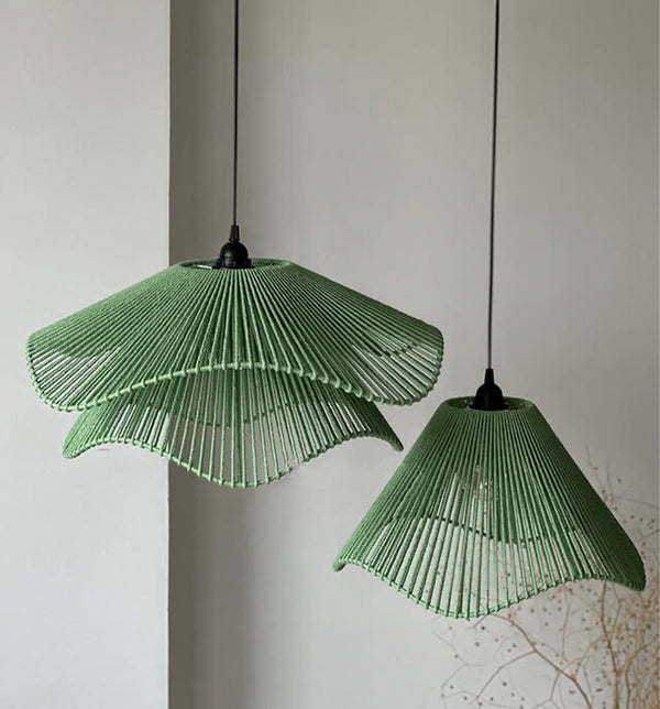 Bloom Duo Handwoven Cotton Rope Pendant Lamp Set – Natural Organic Lighting