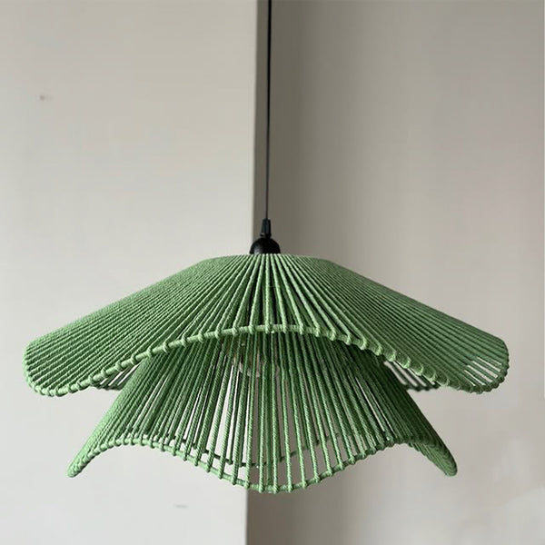 Trenly Double Bloom Cotton Rope Pendant Lamp - Sculptural Handwoven Light