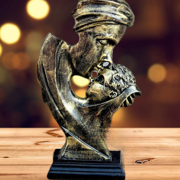 Mother and Baby Abstract Sculpture – Silver & Gold Modern Resin Showpiece for Home Decor, Gifts & Living Room Accent