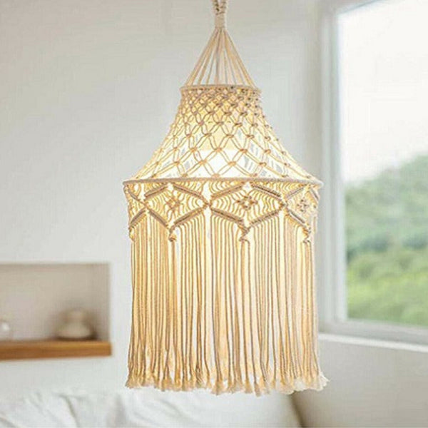 Handcrafted Macrame Chandelier Lamp - Bohemian Eco-Friendly Decor