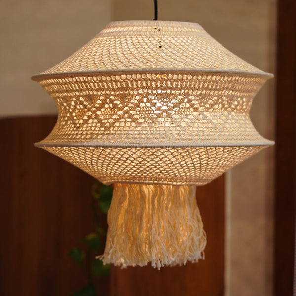 Trenly Hand-Crafted Macramé Ceiling Lamp – Bohemian Pendant Light