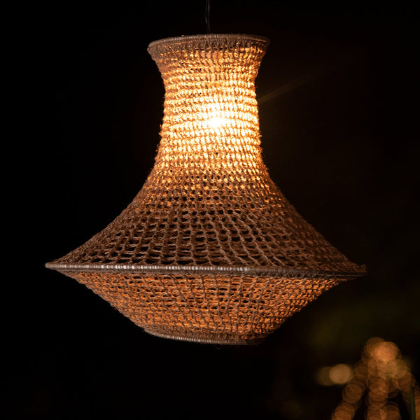 Trenly Coastal Jute Crochet Pendant Lamp - Handmade Ceiling Light