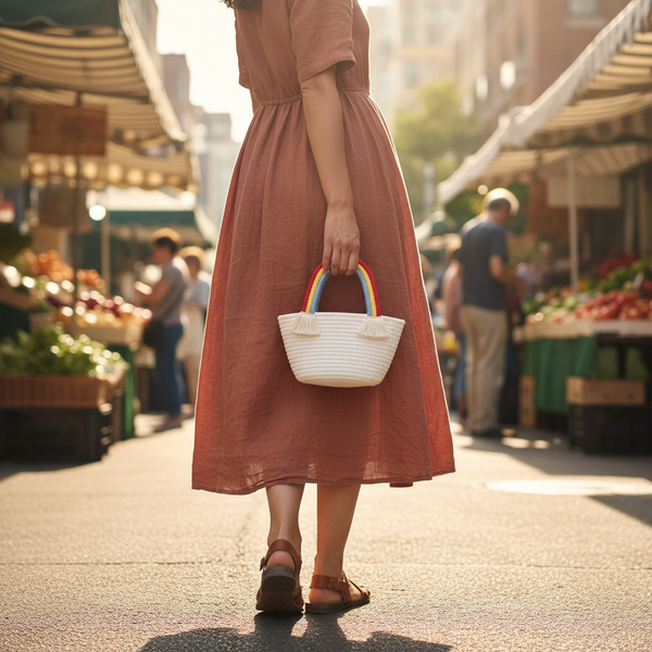 Trenly Earthy Chic Mini Jute Rainbow Tote – The Perfect Everyday Essential